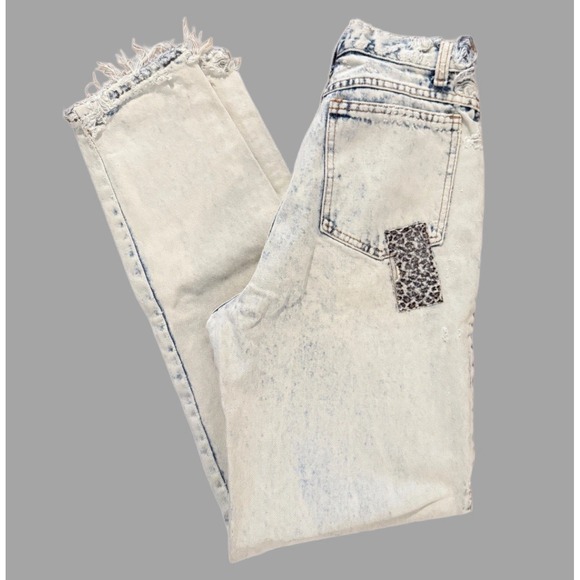 Zena Denim - Vintage 80s Light‎ Acid Wash Jeans Patches Retro Zena Size 6